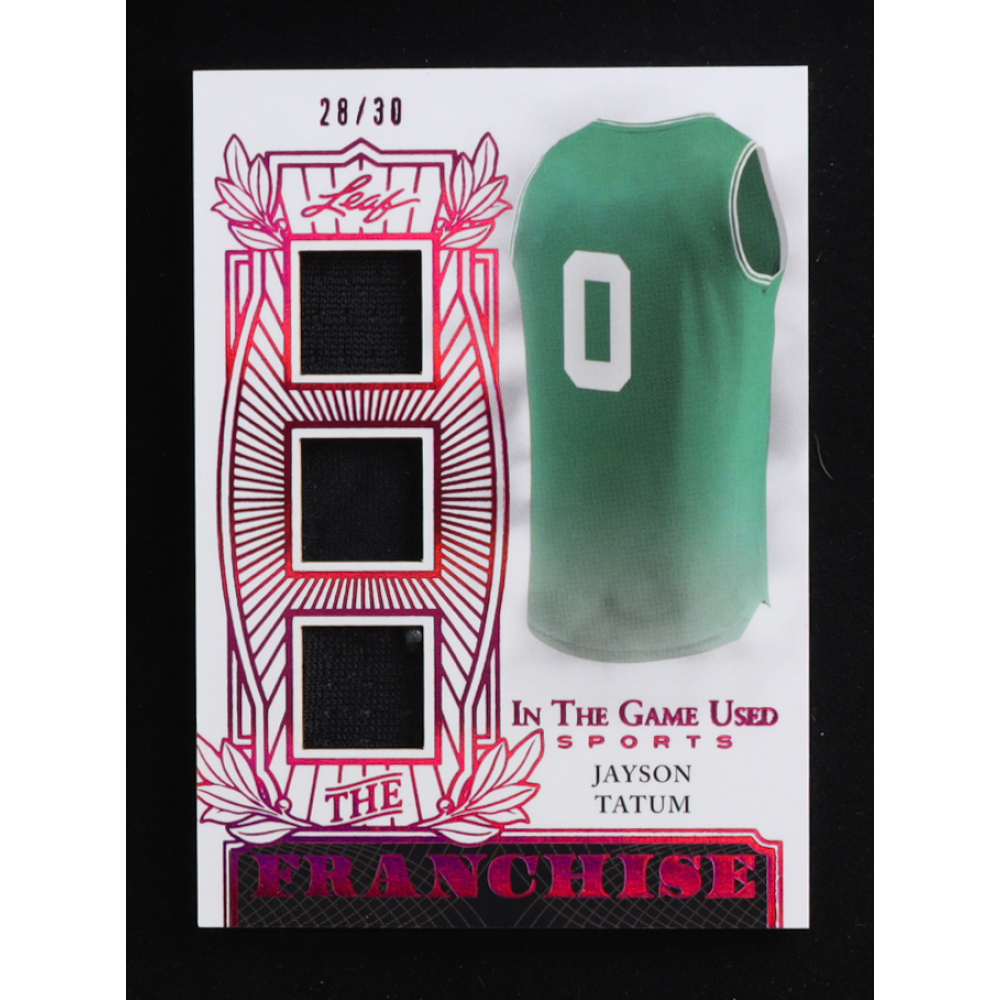 Jayson Tatum 2024 Leaf ITG Used The Franchise Memorabilia Spectrum Red #TFJT1 #28/30 at PristineAuction.com