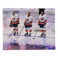 Cal Clutterbuck, Matt Martin & Casey Cizikas Signed Islanders 16x20 Photo (JSA) at PristineAuction.com