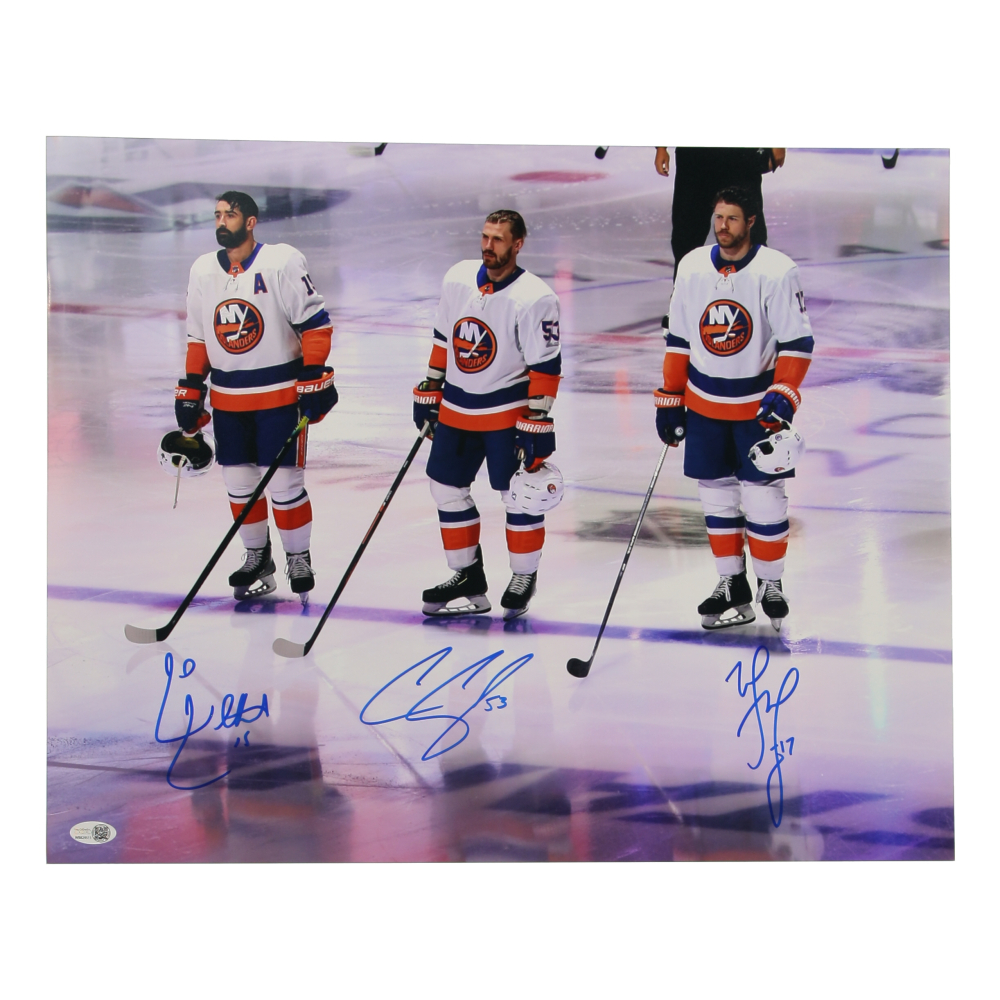 Cal Clutterbuck, Matt Martin & Casey Cizikas Signed Islanders 16x20 Photo (JSA) at PristineAuction.com