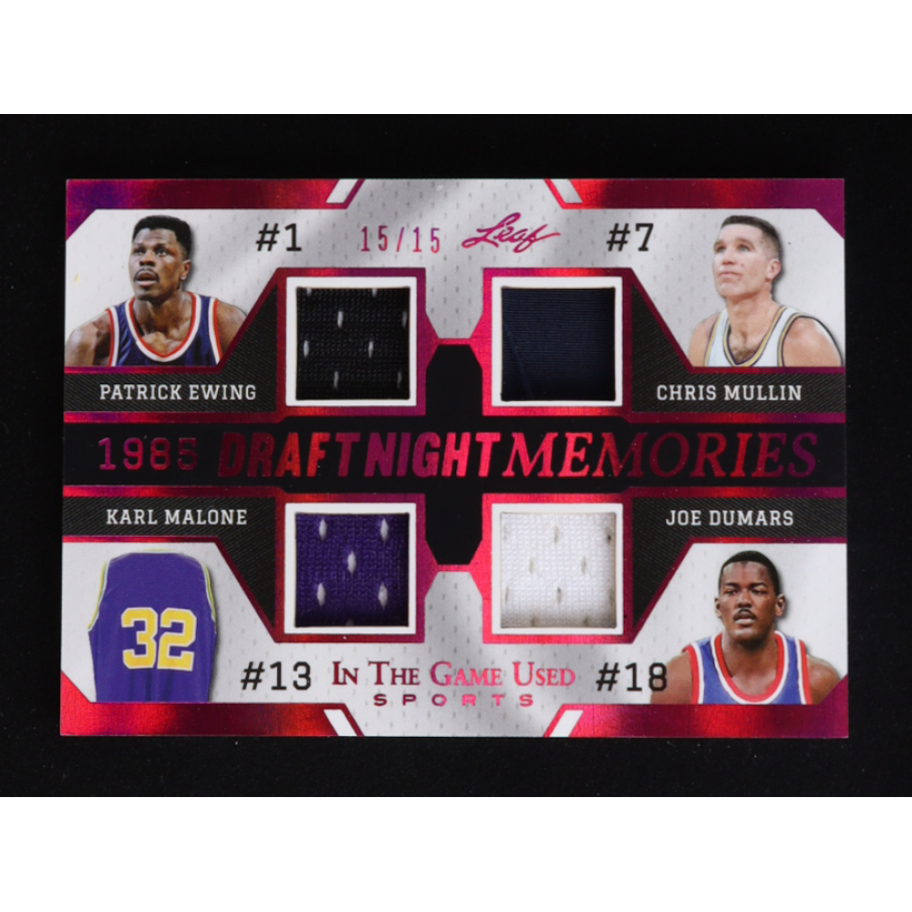 Patrick Ewing / Chris Mullin / Karl Malone / Joe Dumars 2024 Leaf ITG 1985 Draft Night Memories Pink #DNM5 #15/15 at PristineAuction.com