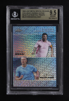 Lionel Messi / Erling Haaland 2023 Leaf Metal Special Release Exclusive Legends Edition Mojo Platinum Foil Proofs #ELE18 #1/1 (BGS 9.5) at PristineAuction.com