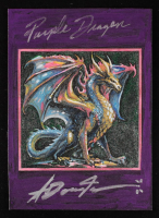 "Purple Dragon" 3x4 #1/1 Original Sketch Card by Anthony Douglas (Douglas) at PristineAuction.com