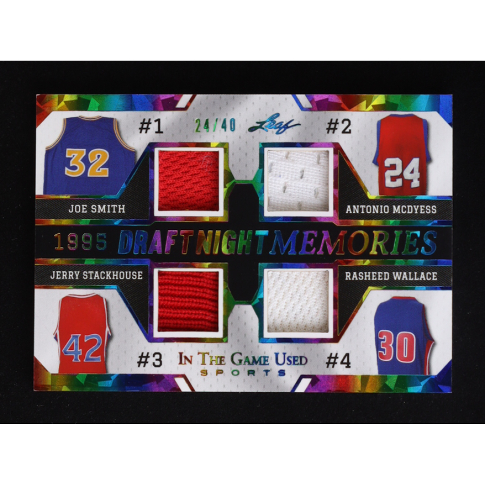Joe Smith / Antonio McDyess / Jerry Stackhouse / Rasheed Wallace 2024 Leaf ITG Used Sports 1995 Draft Night Memories Rainbow Crystal #DNM15 #24/40 at PristineAuction.com