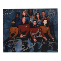 "Star Trek" 8x10 Photo Signed by (8) with Patrick Stewart, Jonathan Frakes, LeVar Burton, Brent Spiner (JSA) at PristineAuction.com