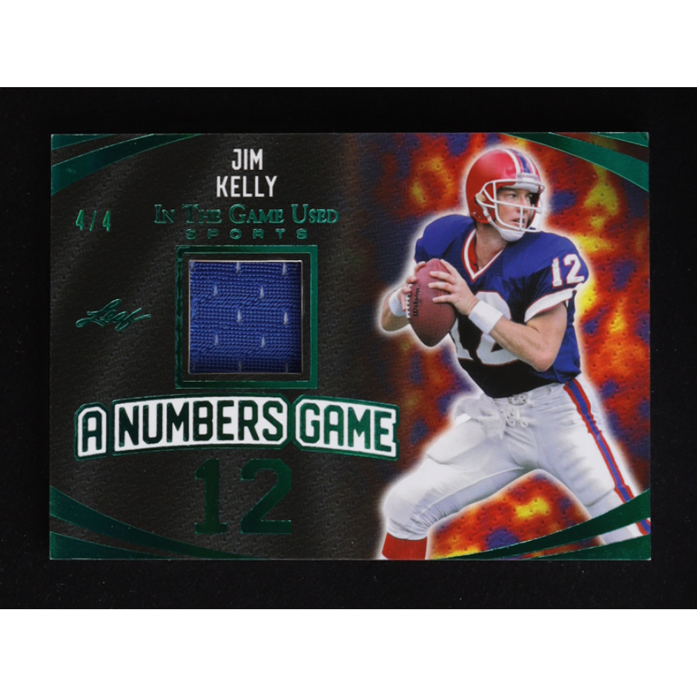 Jim Kelly 2024 Leaf ITG Used Sports A Numbers Game Spectrum Green #ANG21 #4/4 at PristineAuction.com