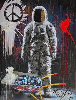 "Urban Astronaut” 30x40 2025 Original Painting on Rolled Canvas by Tadas Zaicikas | TedyZet (Zaicikas) at PristineAuction.com