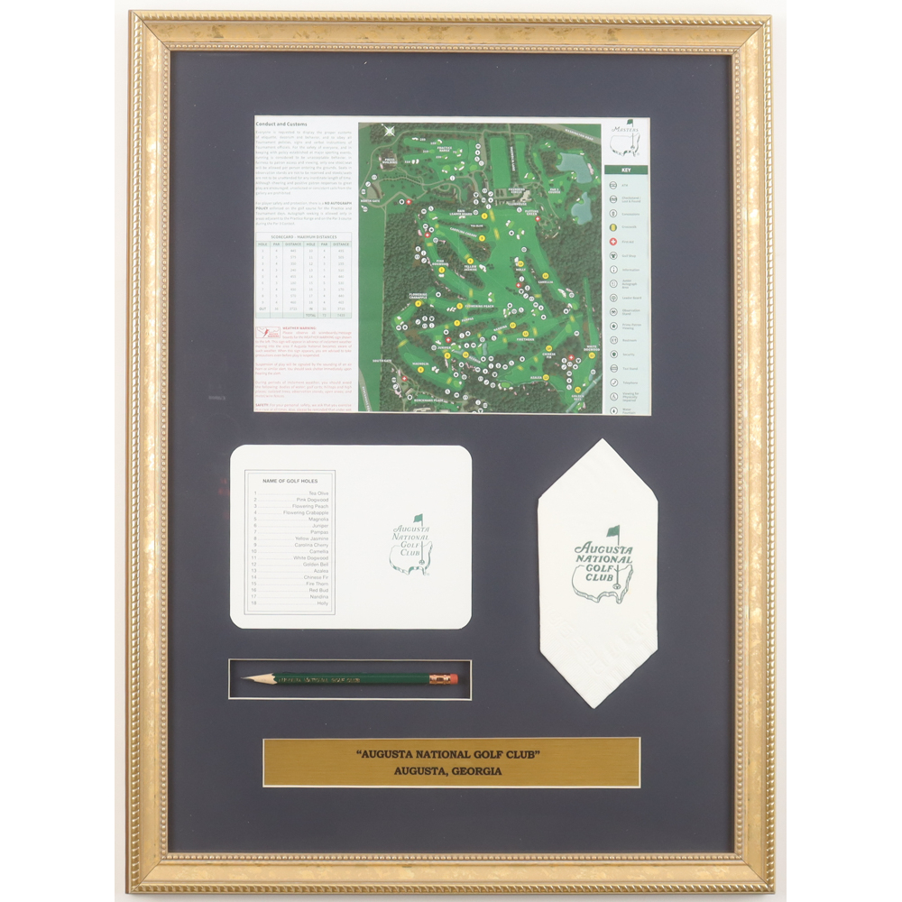 quot Augusta National Golf Club quot Custom - Share 1752676609 Augusta National Golf Club Custom Framed Course Map Display With Masters Tournament Pencil Scorecard Napkin PristineAuction.com