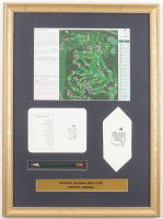 "Augusta National Golf Club" Custom Framed Course Map Display With Masters Tournament Pencil, Scorecard & Napkin at PristineAuction.com