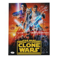 Ashley Eckstein, Matt Lanter, James Arnold Taylor & Daniel Logan Signed "Star Wars: Clone Wars" 11x14 Photo With Character Inscriptions (JSA) at PristineAuction.com