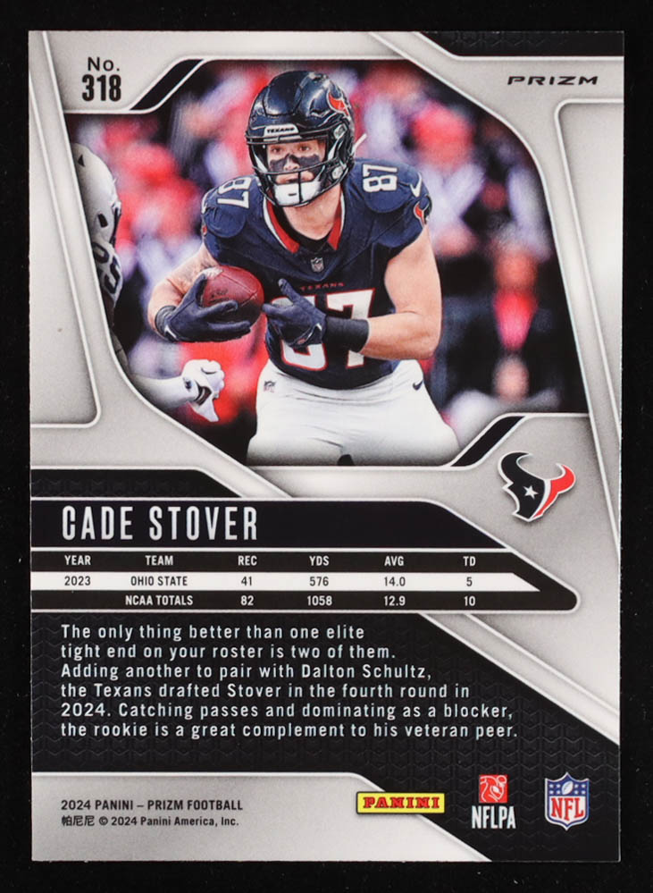 Cade Stover 2024 Panini Prizm Prizms No Huddle #318 RC at PristineAuction.com Cade Stover 2024 Panini Prizm Prizms No Huddle #318 RC at PristineAuction.com