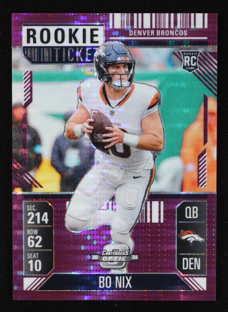 Bo Nix 2024 Panini Contenders Optic Purple Pulsar #62 #04/37 RC