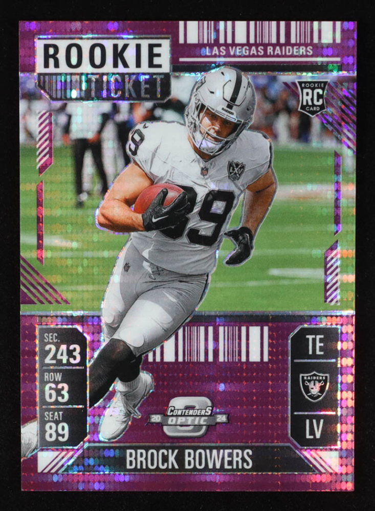 Brock Bowers 2024 Panini Contenders Optic Purple Pulsar #66 #10/37 RC