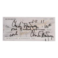 Charles Manson Signed Check (ACOA) at PristineAuction.com