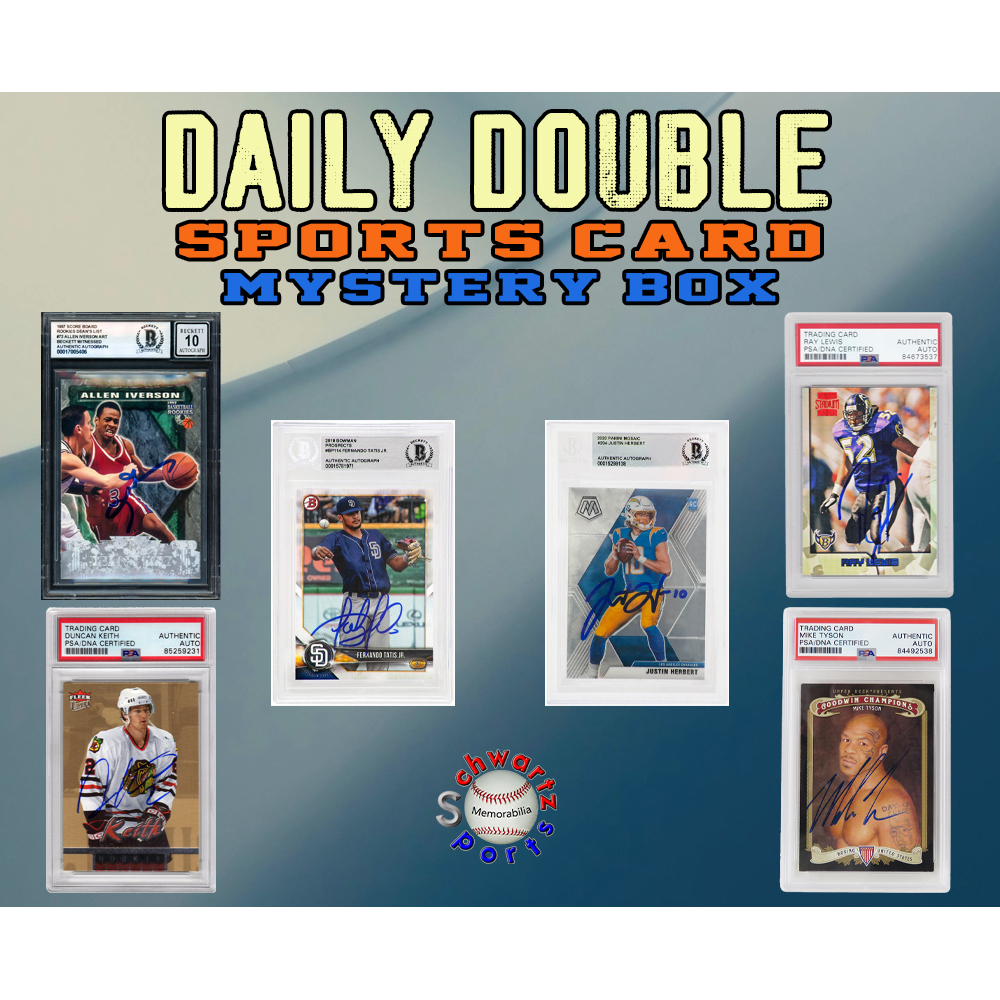 DAILY DOUBLE Autographed Sports Card Mystery Box - Series 8 (Limited to 150) - Schwartz Sports at PristineAuction.com