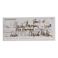 Charles Manson Signed Check (ACOA) at PristineAuction.com