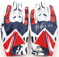 Rob Gronkowski Signed Patriots Nike Vapor Fly On-Field Gloves (PSA & New England Picture) at PristineAuction.com