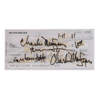 Charles Manson Signed Check (ACOA) at PristineAuction.com