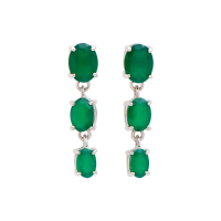 4.05 CTW Natural Green Agate Rhodium Plated Designer Earrings | Estimated Retail Value: $1,249 (AMG) at PristineAuction.com