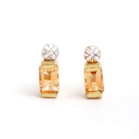 1.12 CTW Natural Citrine And Diamonds 18K Gold Plated Designer Earrings  H-I,  I3 | Estimated Value $1,229 (AMG) at PristineAuction.com