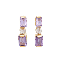 3.07 CTW Natural Amethyst & Diamonds 18K Gold Plated Designer Earrings H-1, I3 | Estimated Value $1,189 (AMG) at PristineAuction.com
