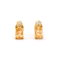 0.82 CTW Natural Citrine And Diamonds 18K Gold Plated Designer Earrings H-I,  I3 | Estimated Value $1,249 (AMG) at PristineAuction.com