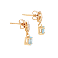 1.12 CTW Natural Blue Topaz & Diamonds 18K Gold Plated Designer Earrings  H-I,  I3 | Estimated Retail Value: $1,219 (AMG) at PristineAuction.com