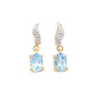 1.12 CTW Natural Blue Topaz & Diamonds 18K Gold Plated Designer Earrings  H-I,  I3 | Estimated Retail Value: $1,219 (AMG) at PristineAuction.com