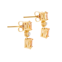 2.22 CTW Natural Citrine & Diamonds 18K Gold Plated Designer Earrings H-1, I3 | Estimated Retail Value: $1,199 (AMG) at PristineAuction.com