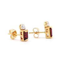 1.04 CTW Natural Garnet & Diamonds 18K Gold Plated Designer Earrings  H-I,  I3 | Estimated Retail Value: $1,239 (AMG) at PristineAuction.com