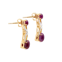 5.04 CTW Natural Ruby & Diamonds 18K Gold Plated Designer Earrings H-1, I3 | Estimated Retail Value: $1,229 (AMG) at PristineAuction.com