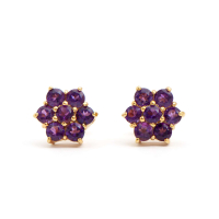 1.21 CTW Natural Amethyst 18K Gold Plated Designer Earrings | Estimated Value $1,299 (AMG) at PristineAuction.com