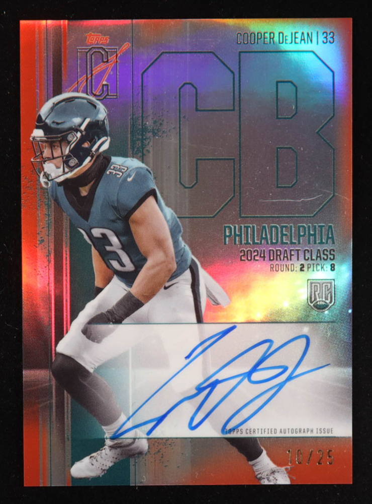 Cooper DeJean 2024 Topps Signature Class Chrome Rookie Autographs Red Refractors #RCVCDE RC #10/25