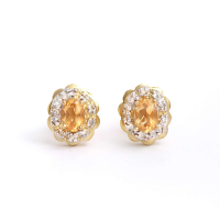 0.96 CTW Natural Citrine & Diamonds 18K Gold Plated Designer Earrings H-I,  I3 | Estimated Value $1,229 (AMG) at PristineAuction.com