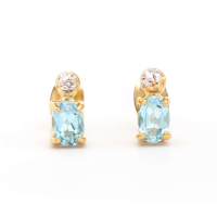1.12 CTW Natural Blue Topaz And Diamonds 18K Gold Plated Designer Earrings H-I,  I3 | Estimated Value $1,279 (AMG) at PristineAuction.com