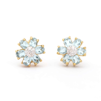 2.02 CTW Natural Blue Topaz & Diamonds 18K Gold Plated Designer Earrings H-I,  I3 | Estimated Value $1,199 (AMG) at PristineAuction.com