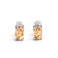 0.82 CTW Natural Citrine And Diamonds Rhodium Plated Designer Earrings  H-I,  I3 | Estimated Value $1,239 (AMG) at PristineAuction.com