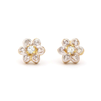 0.28 CTW Natural Blue Topaz & Diamonds 18K Gold Plated Designer Earrings H-I,  I3 | Estimated Value $1,199 (AMG) at PristineAuction.com