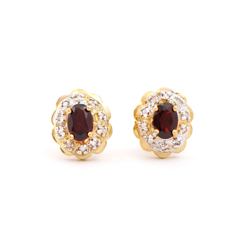 1.02 CTW Natural Garnet & Diamonds 18K Gold Plated Designer Earrings | Estimated Retail Value: $1,199 (AMG) at PristineAuction.com