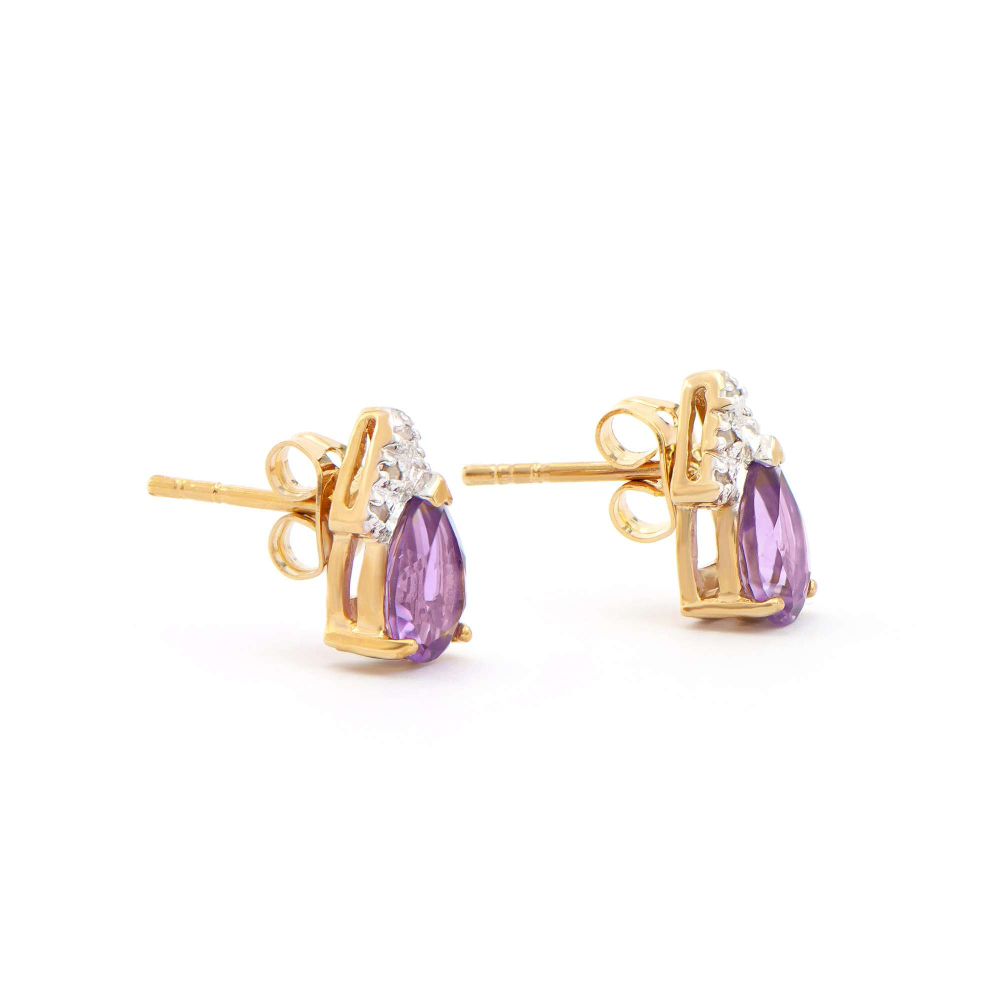 2.06 CTW Natural Amethyst & Diamonds 18K Gold Plated Designer Earrings | Estimated Retail Value: $1,299 (AMG) at PristineAuction.com
