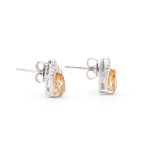 2.06 CTW Natural Citrine & Diamonds Rhodium Plated Designer Earrings  H-I,  I3 | Estimated Retail Value: $1,299 (AMG) at PristineAuction.com