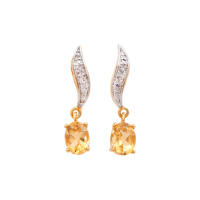 2.06 CTW Natural Citrine & Diamonds 18K Gold Plated Designer Earrings | Estimated Retail Value: $1,199 (AMG) at PristineAuction.com