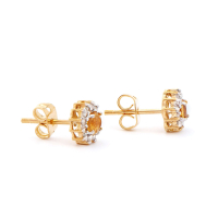 0.62 CTW Natural Citrine & Diamonds 18K Gold Plated Designer Earrings  H-I,  I3 | Estimated Retail Value: $1,199 (AMG) at PristineAuction.com