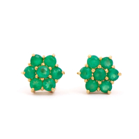 1.35 CTW Natural Green Agate 18K Gold Plated Designer Earrings | Estimated Retail Value: $1,239 (AMG) at PristineAuction.com