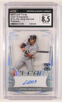 Jung Hoo Lee 2023 Leaf Trinity Clear Autographs Platinum #CA-JHL #26/49 RC (CGC 8.5 | Auto 10) at PristineAuction.com