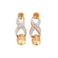 2.66 CTW Natural Citrine & Diamonds 18K Gold Plated Designer Earrings H-1, I3 | Estimated Retail Value: $1,269 (AMG) at PristineAuction.com