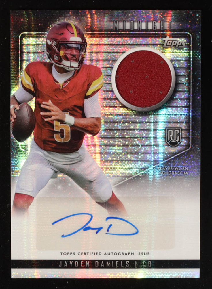Jayden Daniels 2024 Topps Midnight Rookie Jersey Autographs Moon Beam #RJAJD RC