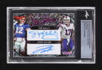 Jim Kelly / Josh Allen 2024 Leaf Vivid Football Colorful Combos Duos Autographed Pre-Production Proof Laser Purple #1/1 (Leaf) at PristineAuction.com