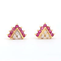 0.75 CTW Natural Ruby & Diamonds 18K Gold Plated Designer Earrings  H-I,  I3 | Estimated Value $1,239 (AMG) at PristineAuction.com