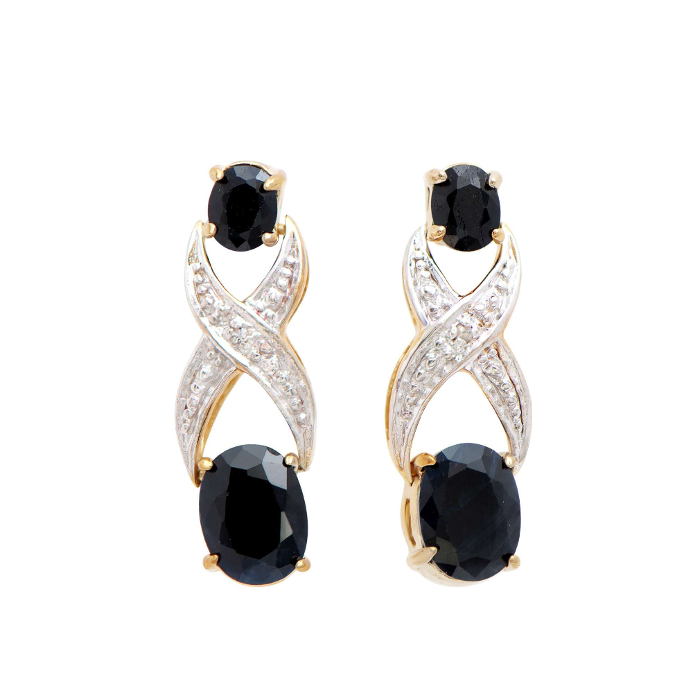 4.57 CTW Natural Sapphire & Diamonds 18K Gold Plated Earrings H-1, I3 | Estimated Value $1,249 (AMG) at PristineAuction.com 4.57 CTW Natural Sapphire & Diamonds 18K Gold Plated Earrings H-1, I3 | Estimated Value $1,249 (AMG) at PristineAuction.com