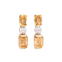 3.07 CTW Natural Citrine & Diamonds 18K Gold Plated Designer Earrings H-1, I3 | Estimated Value $1,209 (AMG) at PristineAuction.com